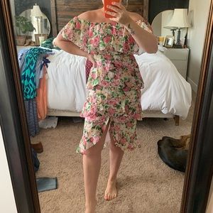 Floral print off the shoulder dress